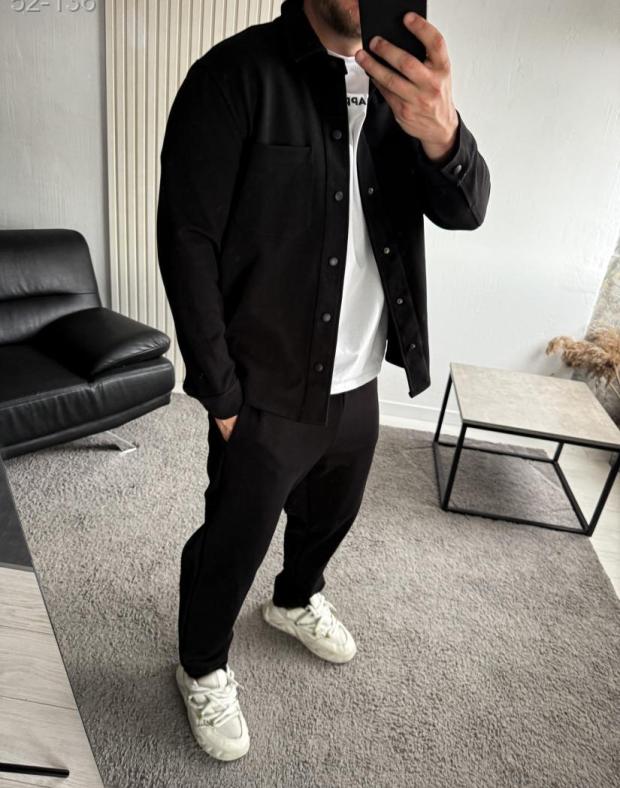 Костюм чоловічий чорний лакоста класичний демісезон