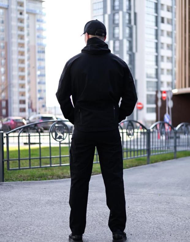 Спортивний костюм чоловічий чорний Soft Shell демісезон - Фото 3