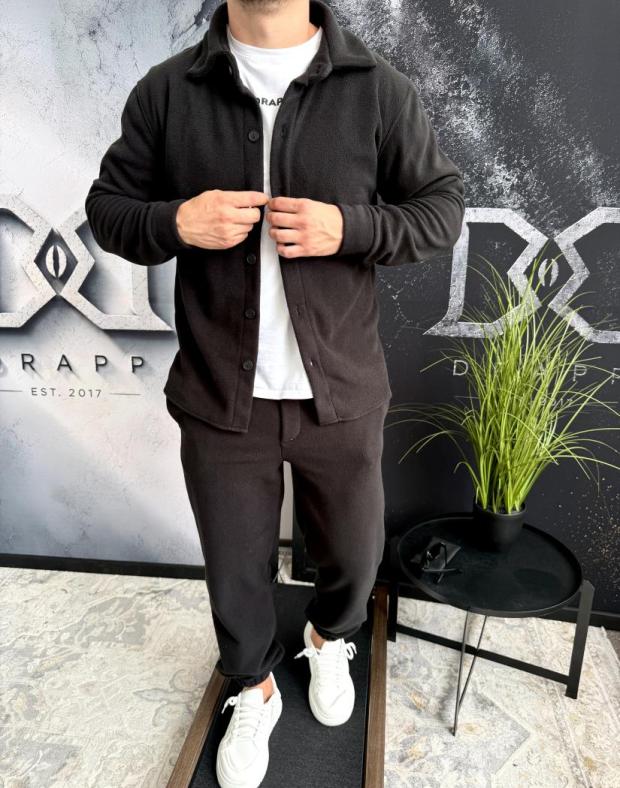 Костюм чоловічий чорний флісовий утеплений осінь/зима