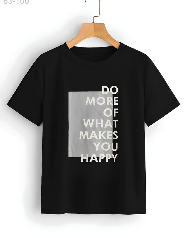 Футболка унісекс чорна з принтом DO MORE OF WHAT MAKES YOU HAPPY, трикотаж