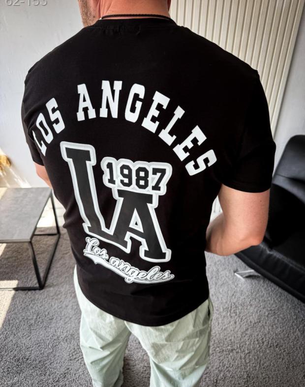 Футболка чоловіча чорна з принтом Los Angeles 1987, бавовна поліестер