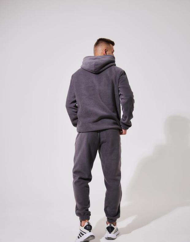 Спортивний костюм чоловічий темно-сірий флісовий утеплений, зима - Фото 3