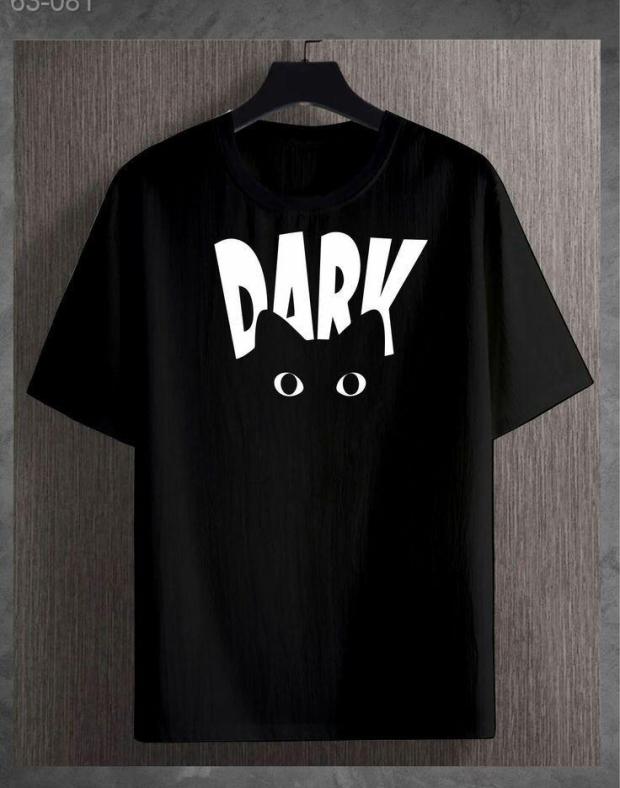 Чоловіча чорна футболка з принтом DARK, вільний крій, 100% бавовна