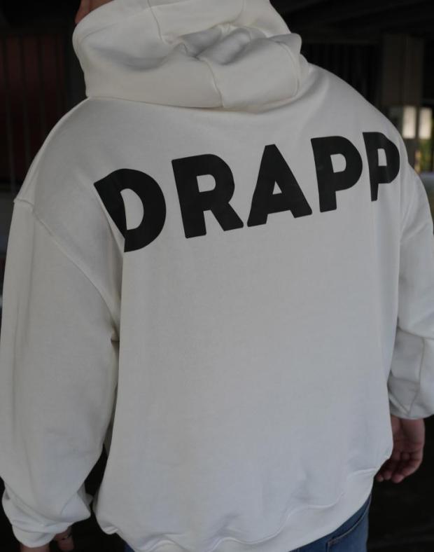 Чоловіче біле оверсайз худі з принтом DRAPP, 100% бавовна - Фото 5