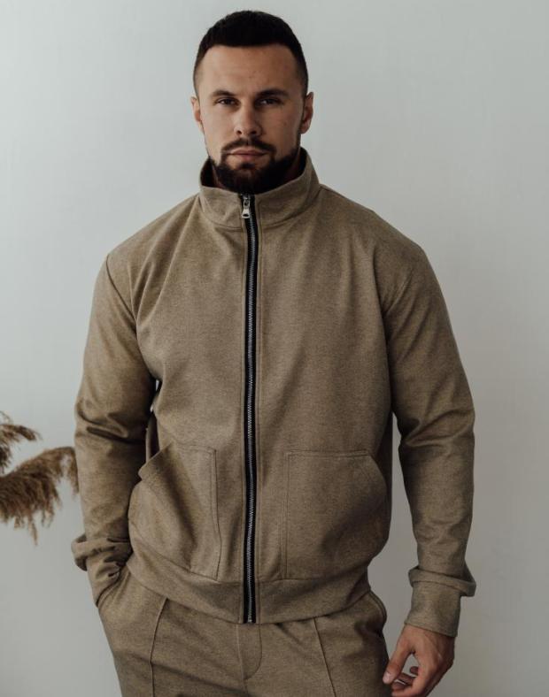 Спортивний костюм чоловічий бежевий зручний на блискавці весна/осінь - Фото 5
