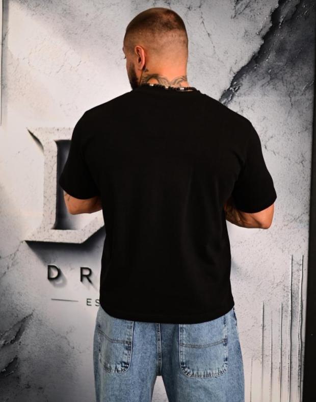 Футболка чоловіча чорна оверсайз з DTF-принтом качки streetwear, бавовна та поліестер