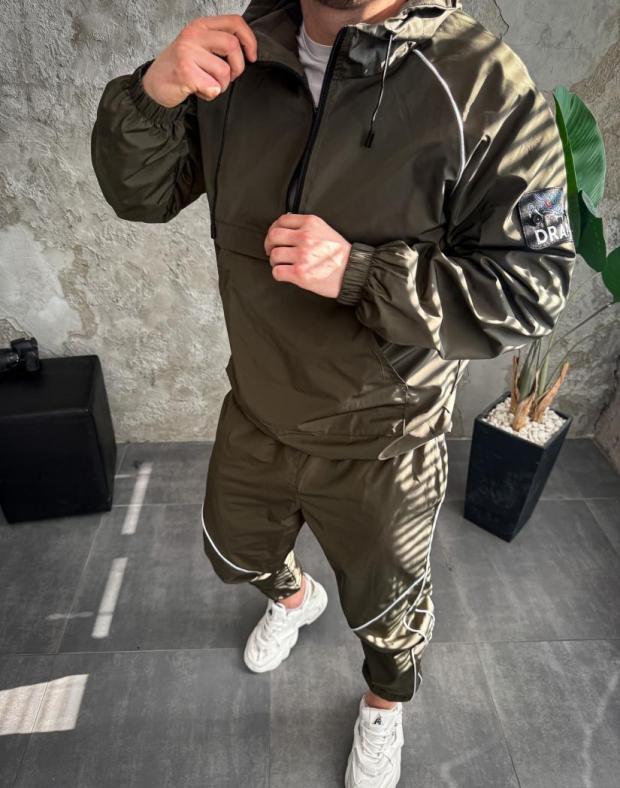 Чоловічий спортивний костюм DRAPP, хакі, з капюшоном, плащова тканина, осінь