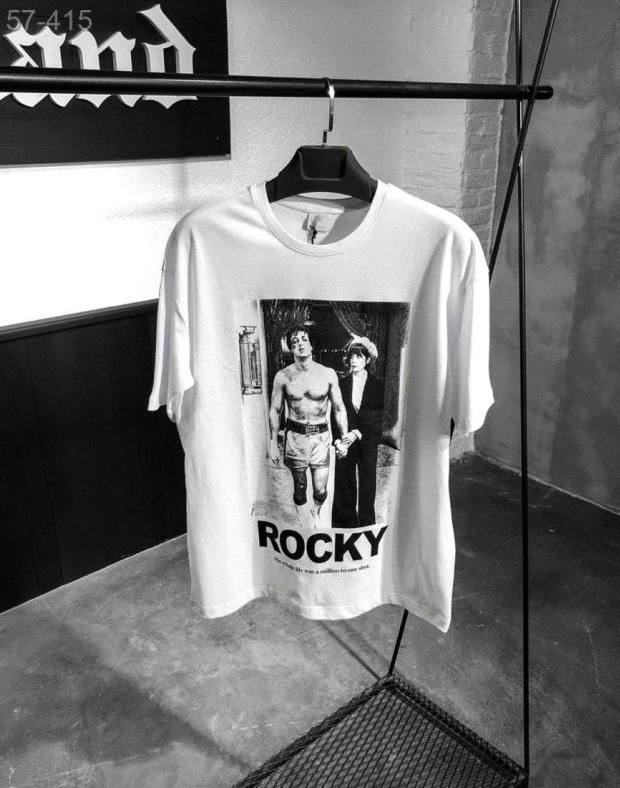 Чоловіча біла футболка oversize з принтом Rocky, 100% бавовна - Фото 3