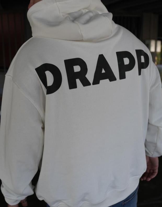 Чоловіче біле оверсайз худі з принтом DRAPP, 100% бавовна - Фото 5