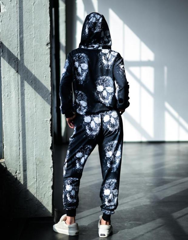 Спортивний костюм жіночий чорний тай-дай бавовна-поліестер весна/осінь - Фото 4