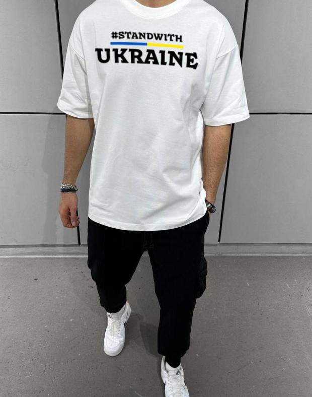 Чоловіча оверсайз футболка з принтом #STANDWITH UKRAINE