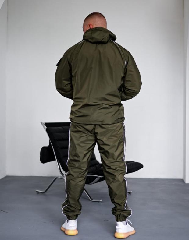 Чоловічий спортивний костюм DRAPP, хакі, з капюшоном, плащова тканина, осінь - Фото 3