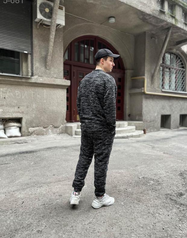 Чоловічий спортивний костюм двійка чорний меланж, світшот і штани