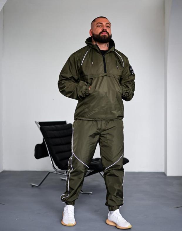 Чоловічий спортивний костюм DRAPP, хакі, з капюшоном, плащова тканина, осінь
