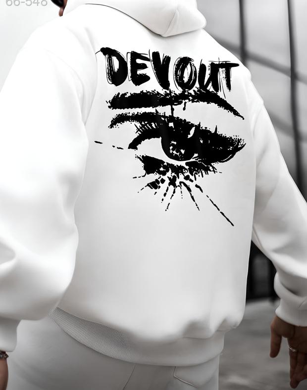Чоловіче худі oversize біле з принтом DTF, бавовна, весняний одяг